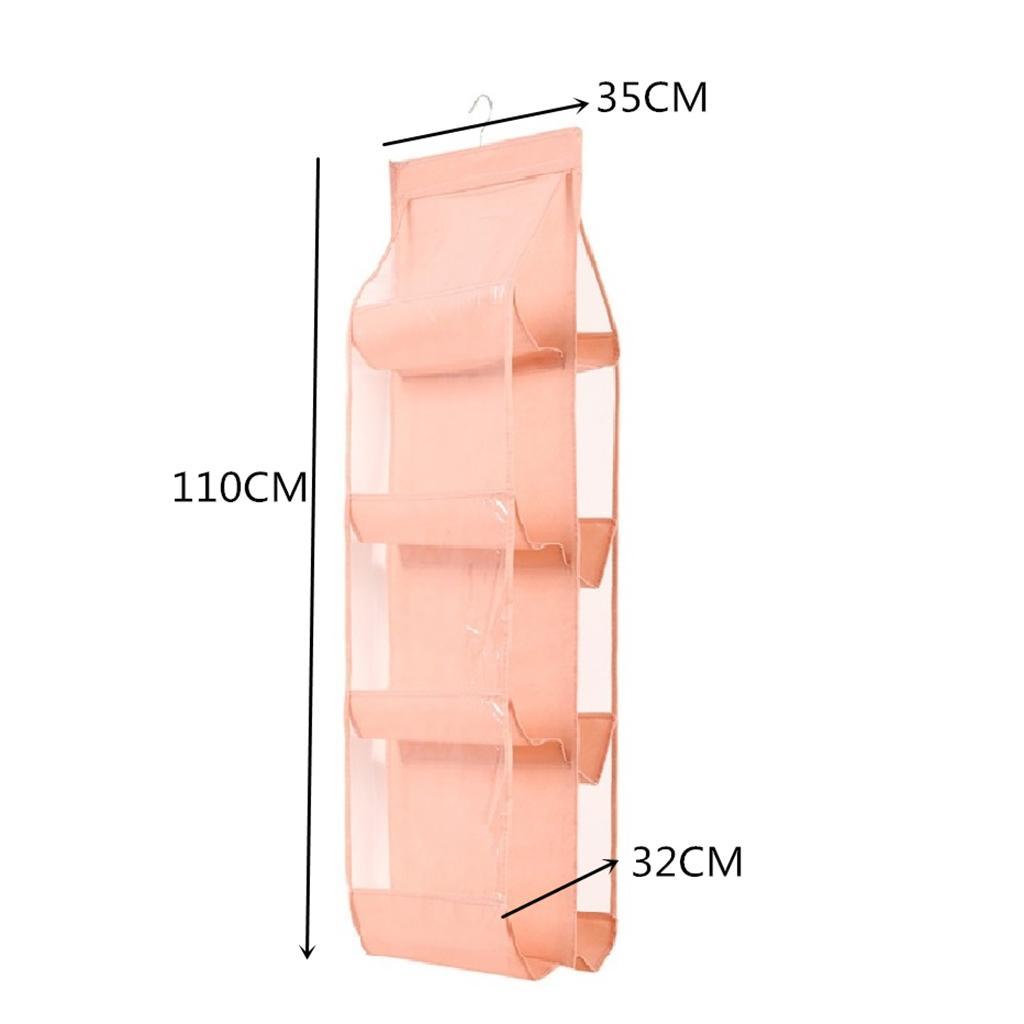 8 Storage Pockets Handbag Hanging Organizer Bag Collection Organizer Pink