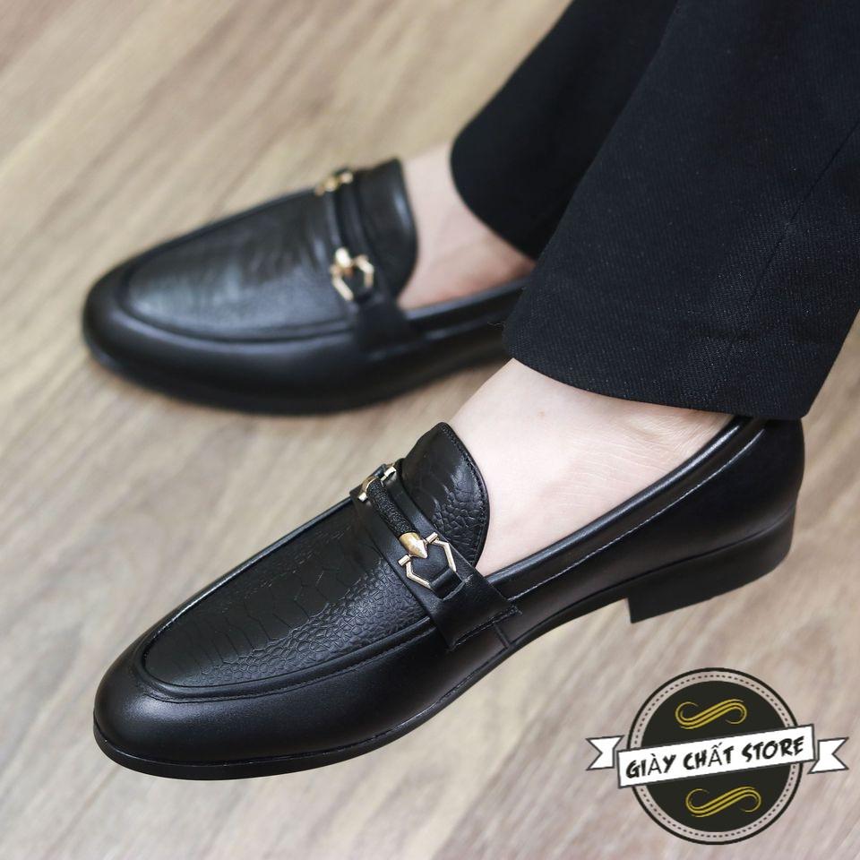 Giày lười da nam đế cao su , khâu chỉ gai chắc chắn .