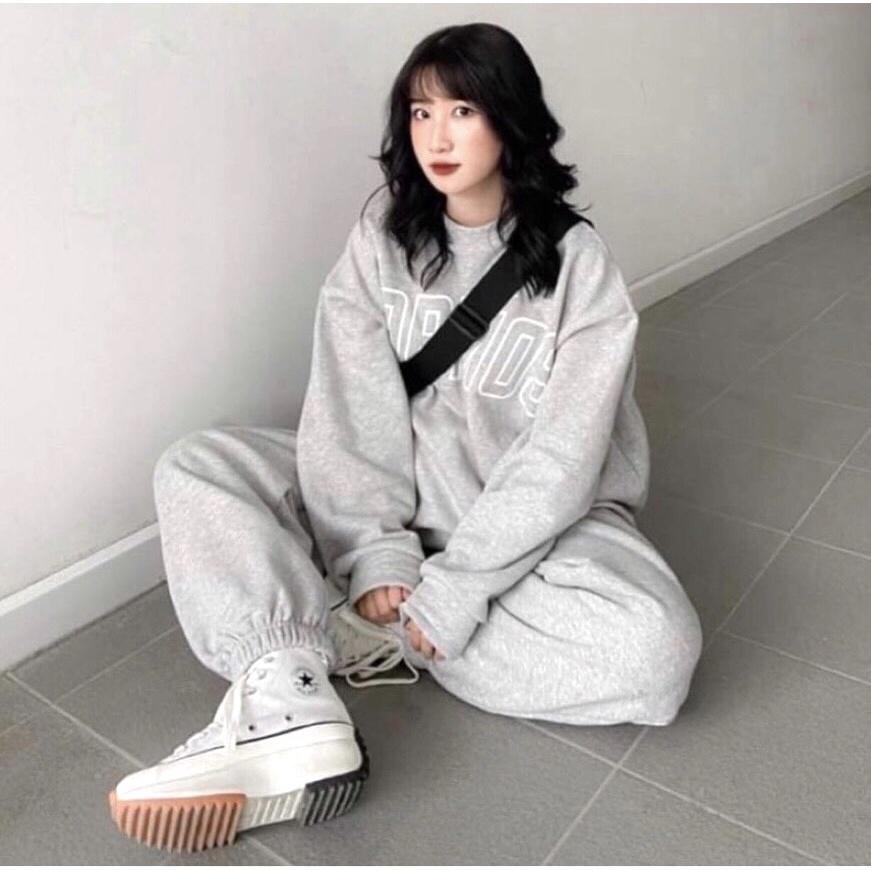 Set Bộ Nỉ Cosmos Unisex Áo Nỉ Kèm Quần Jogger Ống Boom Dáng Rộng