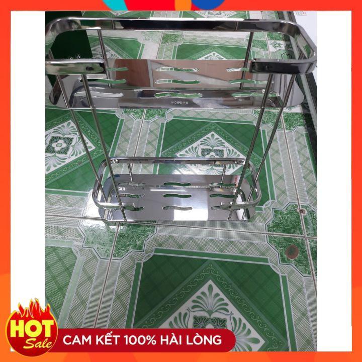 Kệ Thẳng 2 Tầng Inox 304-Có Móc Treo