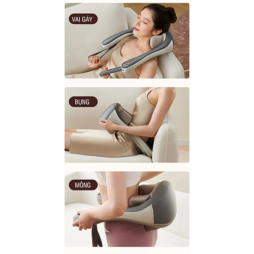 Máy Massage Cổ Vai gáy 6D Nikio NK-138 - Pin Sạc, Công Nghệ Xoa Bóp Mô Phỏng Bàn Tay Người. Giảm Đau Nhức Cổ Vai Gáy Nhanh Chóng