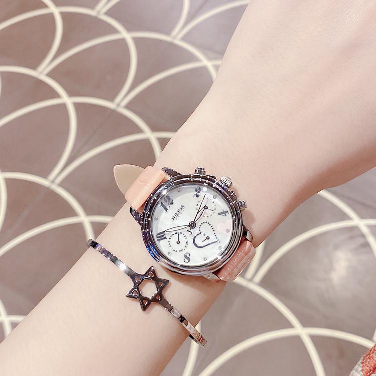 Đồng Hồ Nữ Chính Hãng Julius Cao Cấp Dây Da Chống Nước Kính Khoáng Mặt Tròn Đường Kính 35mm JA-844A