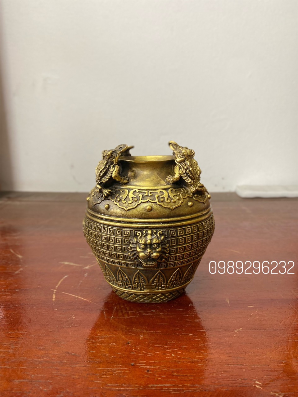 Hũ Cóc Thiềm Thừ Chiêu Tài Lộc bằng đồng vàng cao 15cm - Hũ cóc tụ bảo