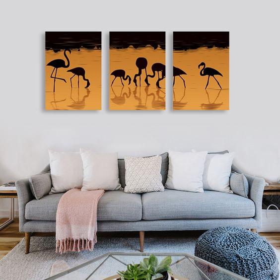 Bộ 3 tranh canvas hồng hạc ADH0076