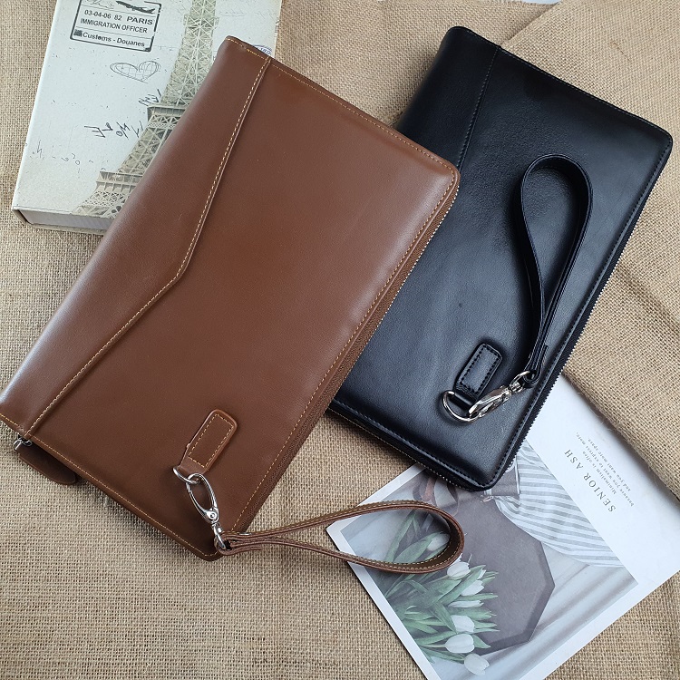 Clutch cầm tay nam; Ví cầm tay nam da bò thật CL120LEA - 100% da bò thật