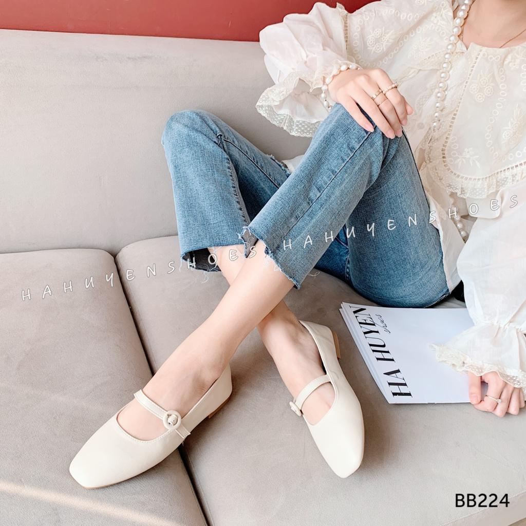 Giày búp bê nữ Hà Huyền Shoes mũi vuông đai ngang bánh bèo - BB224