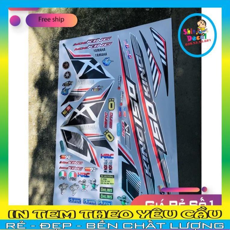 Tem rời Exciter 150 Mxking trắng đỏ Crom