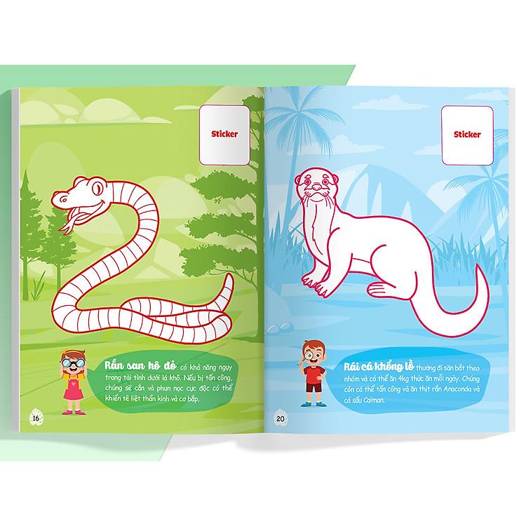 Sách Con tô màu - Thám Hiểm Thế Giới Khủng Long (24 Stickers)