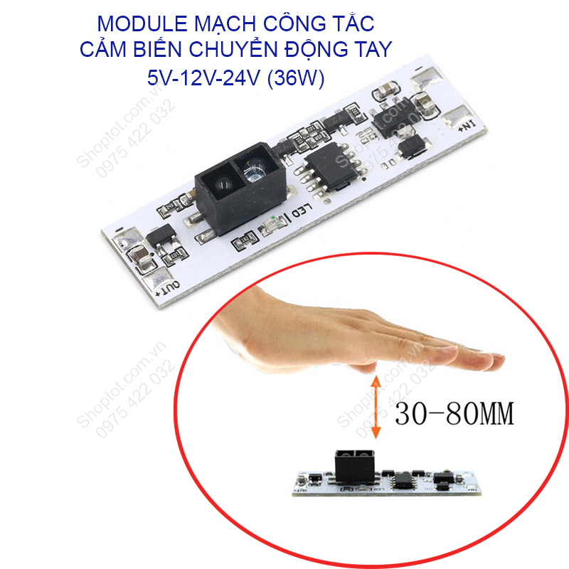 Module công tắc cảm biến tiệm cận, cảm biến vẫy tay thông minh 5-24VDC 36W, bật tắt đèn thông minh