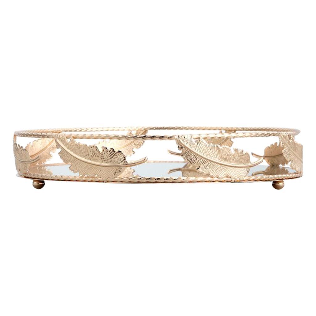 Mirror Plate Cosmetic Vanity Tray - Decorative Jewelry Organizer