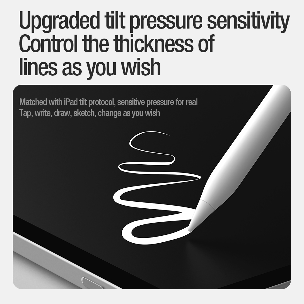 Bút cảm ứng Nillkin iSketch S3 cho iPad có độ nhạy nghiêng, Bút cảm ứng iPad cho iPad 10/9/8/7/6, iPad Pro 11, iPad Pro 12.9, iPad Mini 6/5 và iPad Air 6/5/4/3, Hợp kim nhôm , Đính kèm nam châm - Hàng Chính Hãng