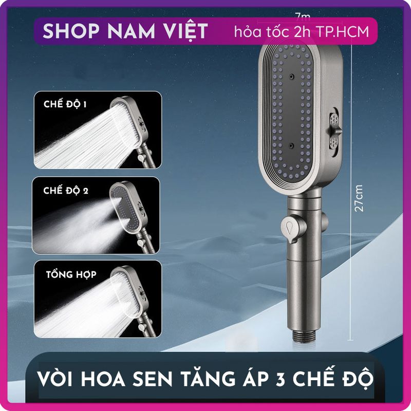 Vòi Hoa Sen Tăng Áp Cao Cấp Có Lọc, 3 Chế Độ Nước