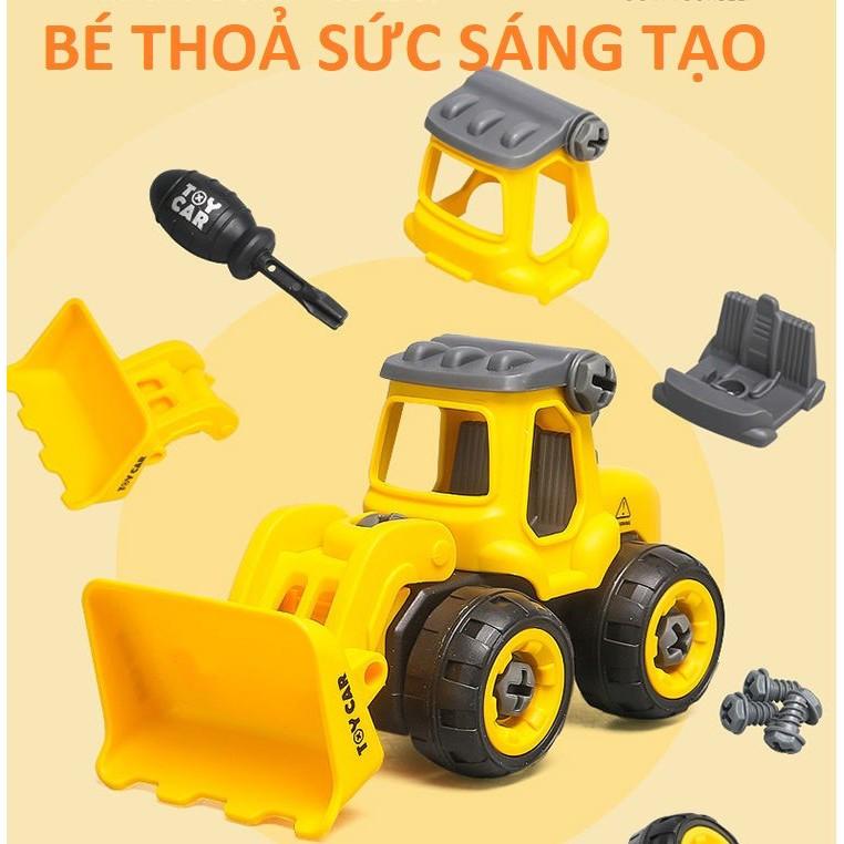 SET 4 mô hình oto công trình xây dựng, cần cẩu, máy xúc/ Đồ chơi thông minh thoả sức sáng tạo cho be, cho trẻ em