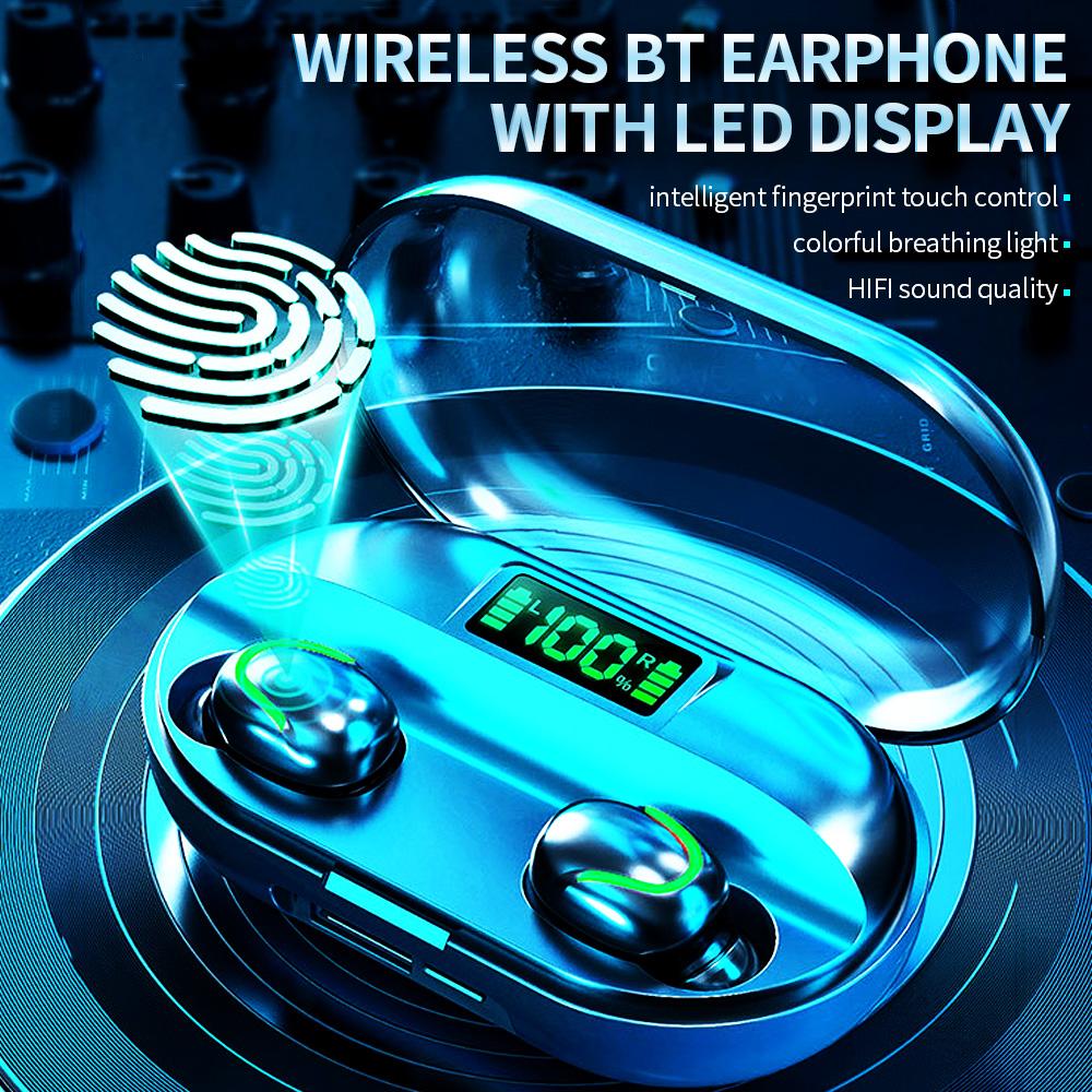 Tai nghe BT không dây T2 với màn hình hiển thị nguồn LED Thiết kế nhỏ không thấm nước cho thể thao / phương tiện Android / IOS