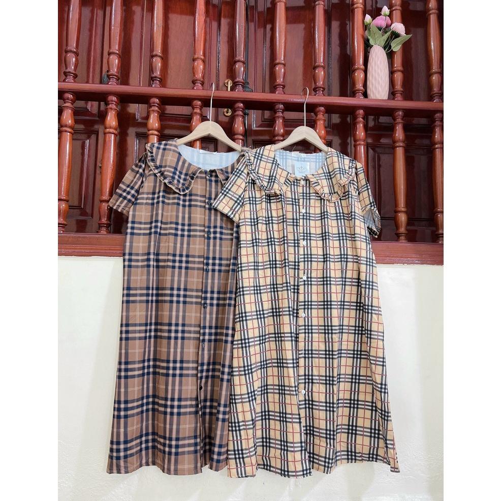 Váy bầu xinh sơ mi dáng dài, đầm bầu đẹp dáng suông dài chất mềm mát