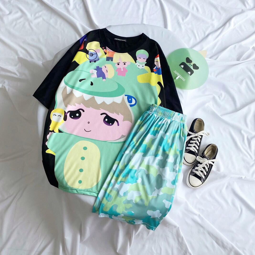 Quần Short Cartoon Unisex, Quần Đùi Hoạt Hình Loang Màu Phiên Bản Mới - MM