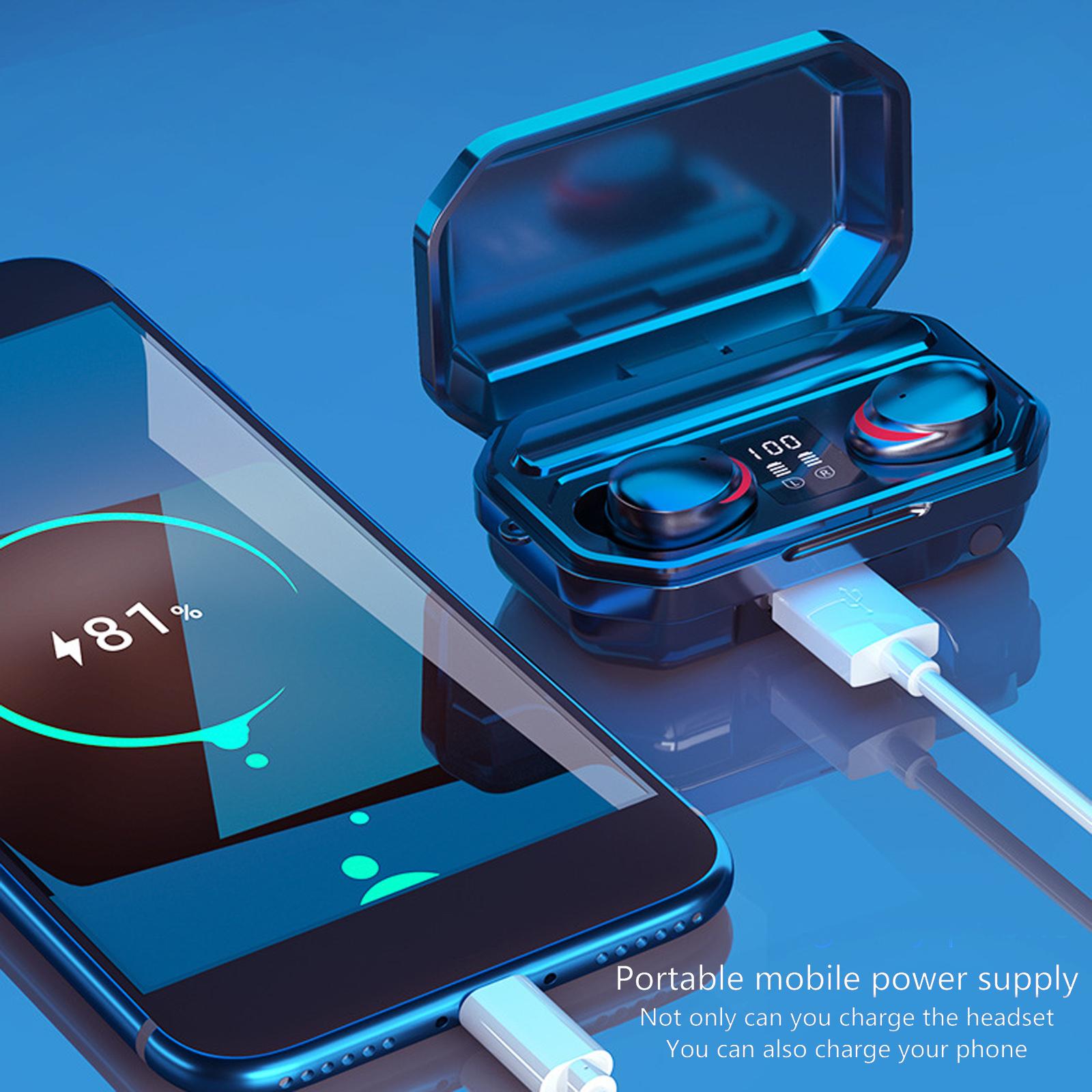 Tai nghe Bluetooth 5.0 TWS Tai nghe không dây đích thực Điều khiển cảm ứng Hộp sạc 2000mAh Màn hình nguồn Pin IPX7