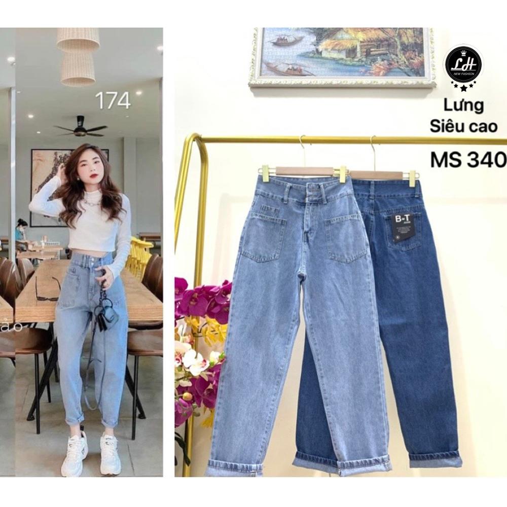Quần baggy jean nữ Lê Huy Fashion lưng siêu cao 2 nút kiểu túi trước form đẹp giá rẻ MS 340