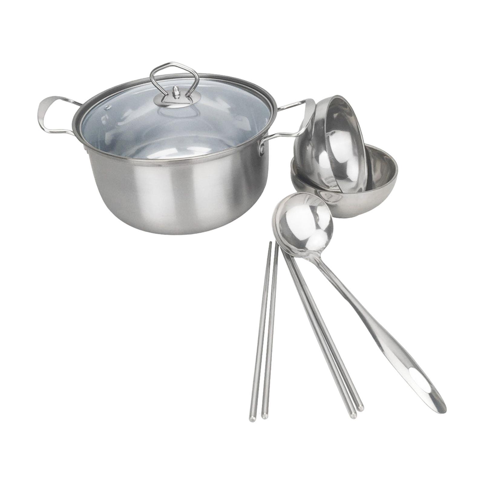 Soup Stockpot Bowls, Spoon, and Chopsticks Cooking Pot for Home Travel