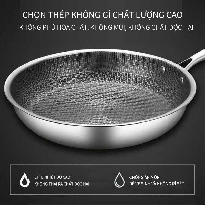Chảo Chống Dính Vân Tổ Ong 28cm, 30cm, đáy phẳng và 18 cm32cm Lòng Sâu, Phù Hợp Mọi Loại Bếp