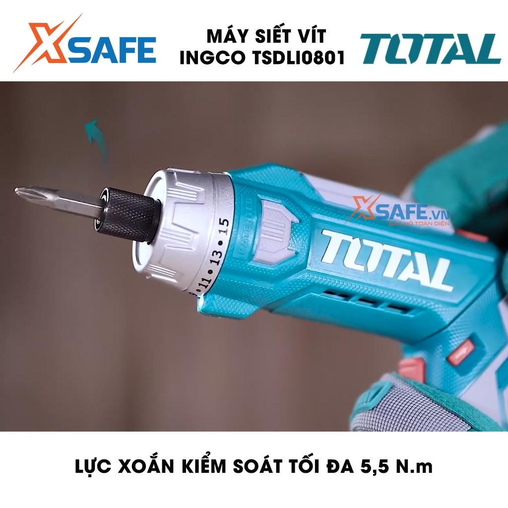 Máy Siết vít dùng pin Lithium 8V TOTAL TSDLI0801 Tặng kèm sạc 2 giờ, 10 mũi vít 25mm, 1 mũi từ và 4 mũi khoan HSS