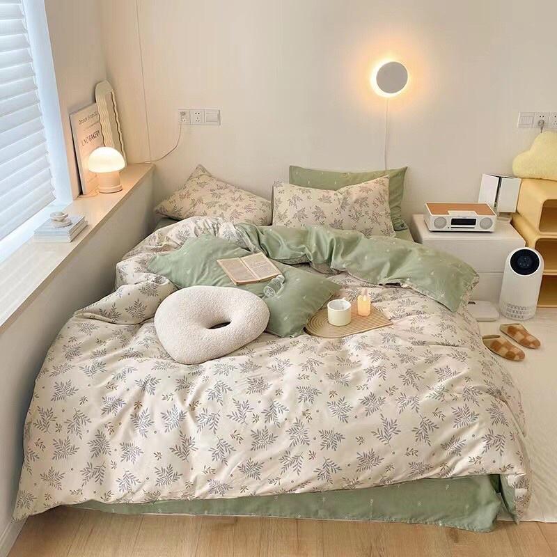 Bộ Chăn Ga Gối Cotton Living 100%cotton Hàng Nhập Khẩu Cao Cấp 4 Món Hoa Vintage