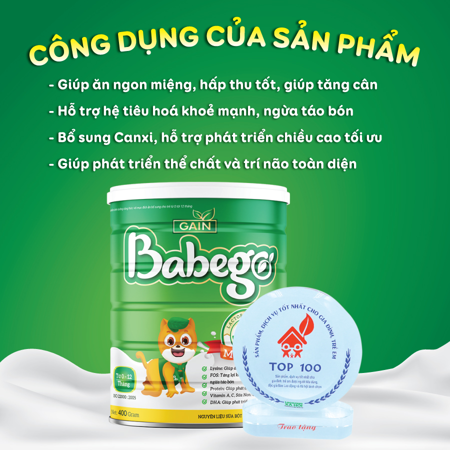 Sữa tăng cân, tiêu hóa khỏe Babego 0 – 12 tháng, 400G