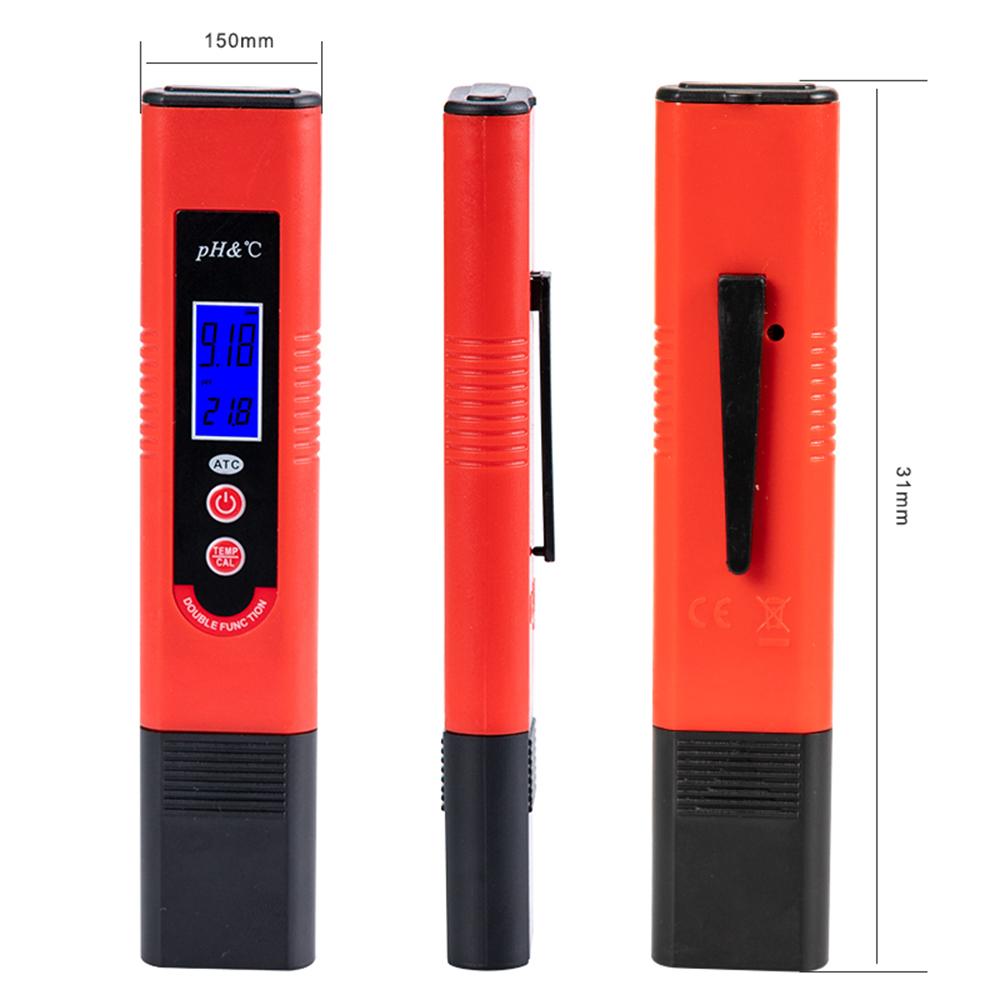 Professional & Power-saving pH-007T Pen-Type pH Meter High Precision with Automatic Temperature Compensation ATC Function Auto Calibration and Backlight LCD Acidity Tester Portable pH & TEMP Water Quality Analysis Device