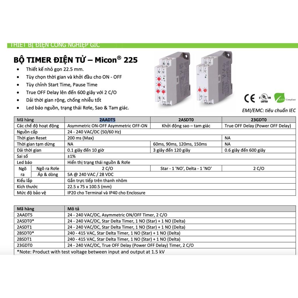 Timer điện tử luân phiên 2C/O, gắn Din rail- 2AADT5