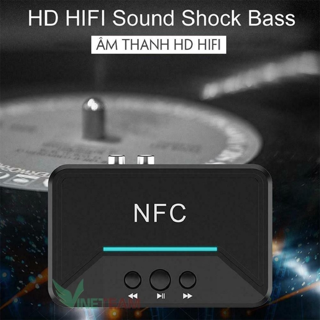 Bộ thu âm thanh bluetooth 5.0 NFC BT200, thiết bị nhận bluetooth biến loa, amply thường thành có bluetooth Music Audio Receiver - hàng chính hãng Vinetteam