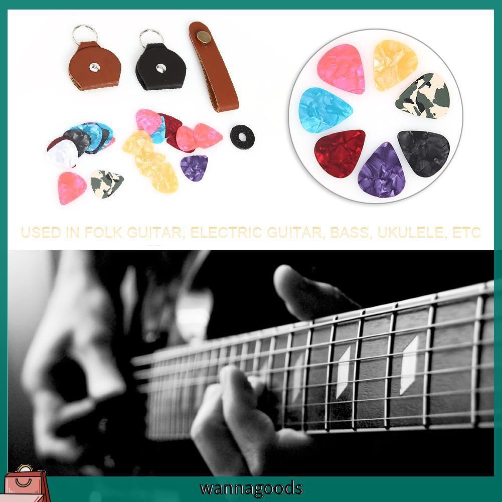 1 Bộ Móc Khóa Bao Da Đựng Miếng Gảy Đàn Guitar