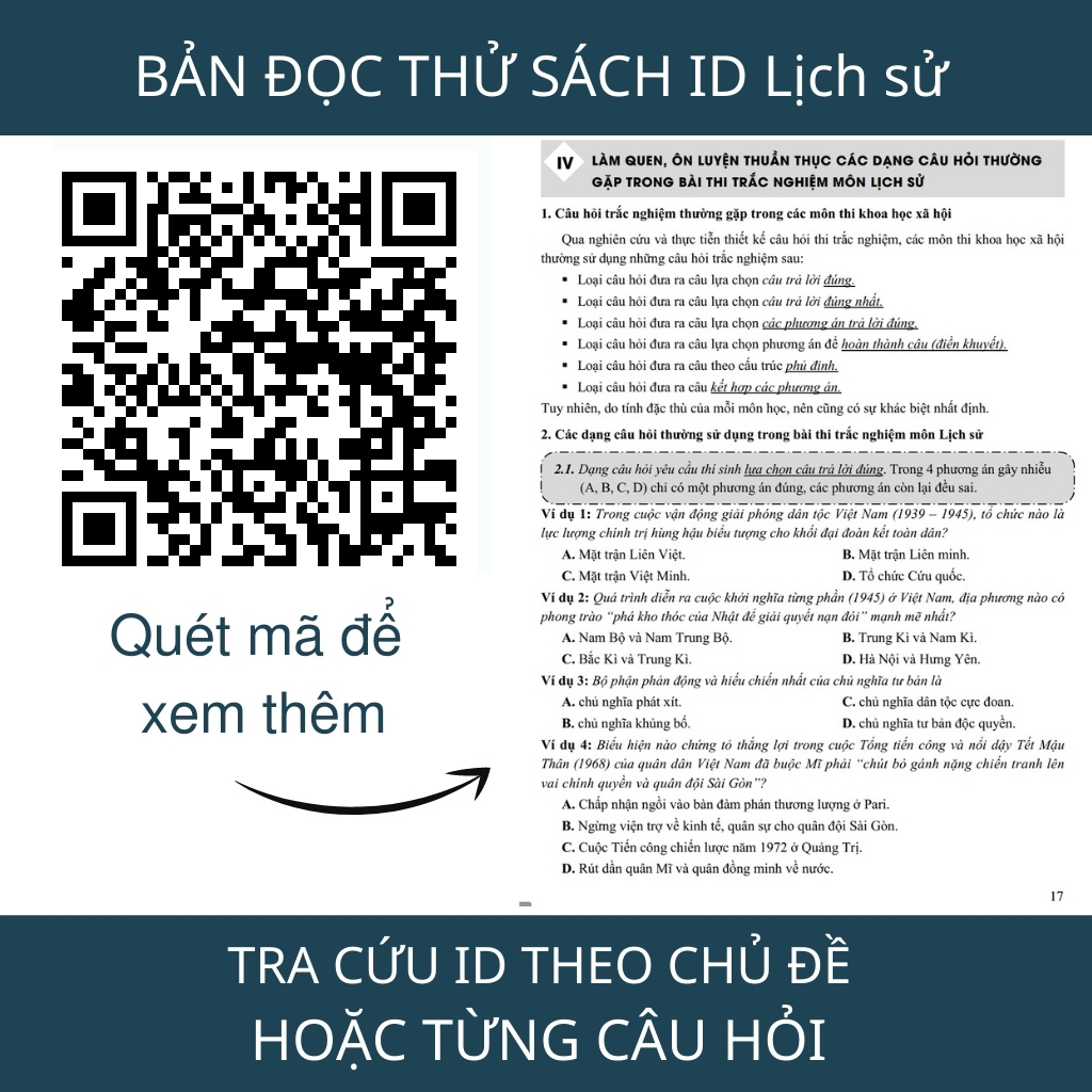 Sách ID luyện đề môn Lịch Sử Thầy Nguyễn Mạnh Hưởng (chọn lọc)