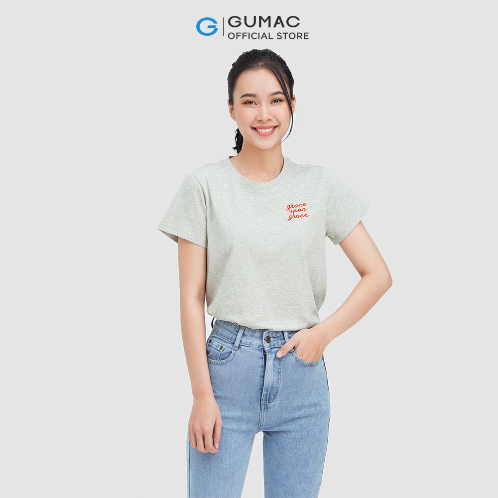 Áo thun nữ GUMAC ATC05068 cổ tròn in chữ năng động