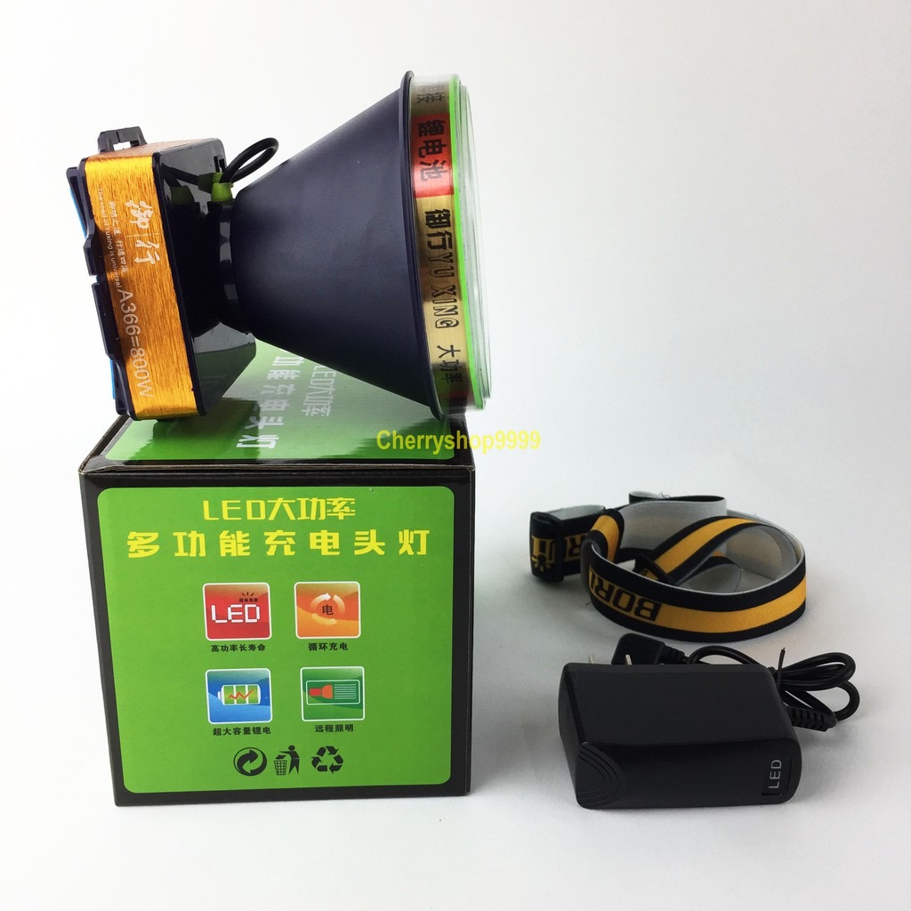 Đèn đeo đầu siêu sáng A366 500w soi ếch, đi rừng