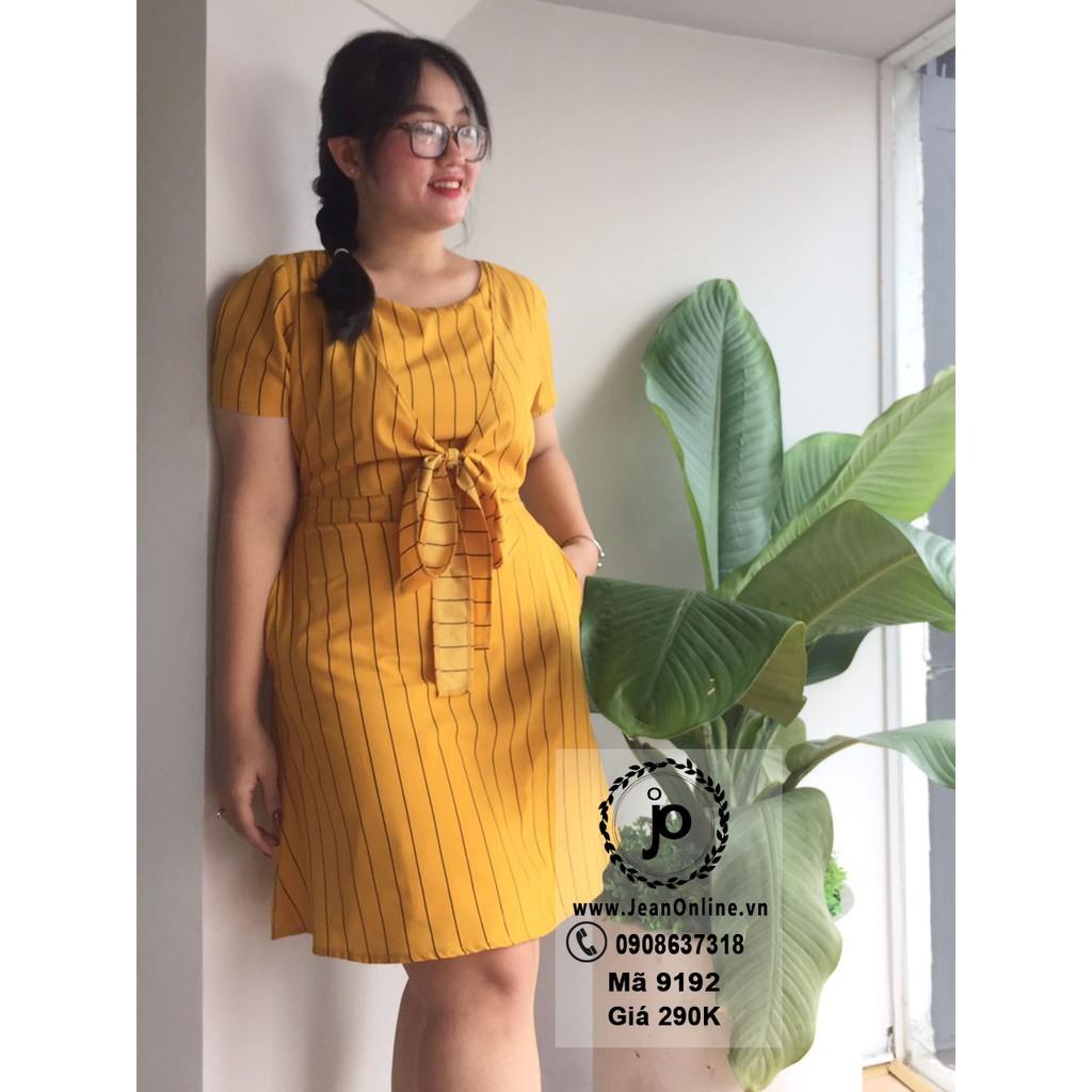 Bigsize Nữ - Đầm Sọc Cột Nơ Eo - đầm ngoại cỡ, váy big size, hàng thiết kế