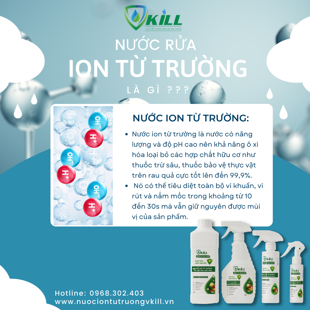 Nước xịt rửa rau củ quả Vkill 250ml Khử trùng khử khuẩn nhanh với ion từ tường mang lại bữa cơm sạch và lành mạnh