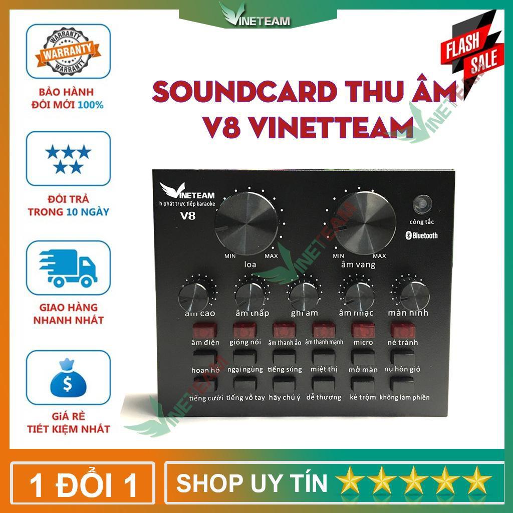 Sound card thu âm|Card âm thanh V8 | Sound card v8 bản tiếng việt Có Bluetooth Không cần cắm dây lấy nhạc -DC3613