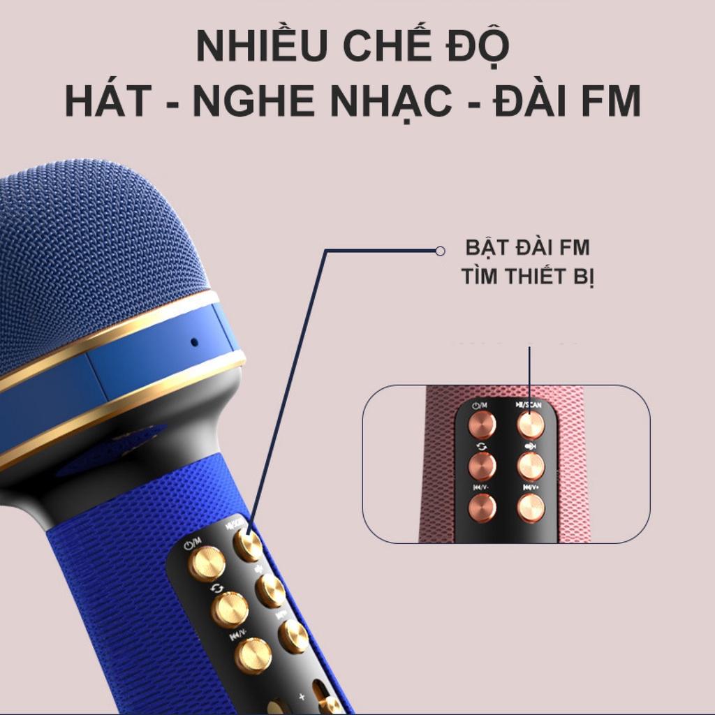 Mic Karaoke Kiêm Loa Bluetooth WS-898, Micro không dây hát karaoke mini cầm tay Nâng giọng cực chất, Loa hát karaoke