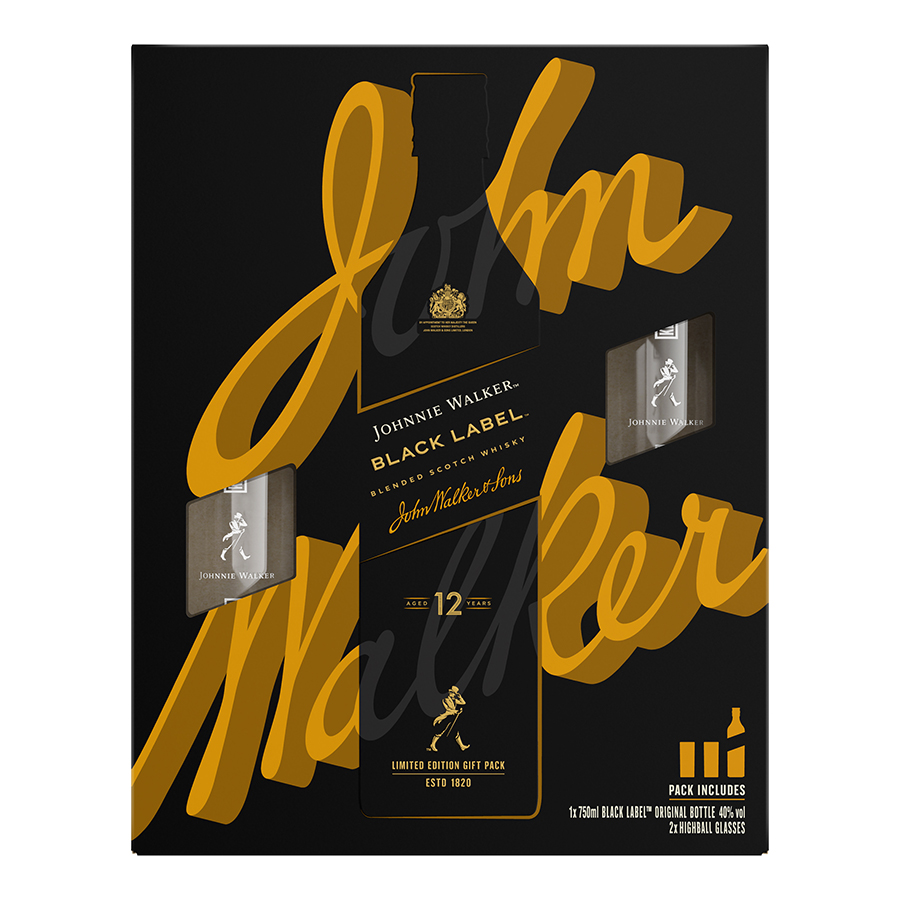 [Made in Scotland] Hộp Rượu Johnnie Walker Black Label 12YO Blended Scotch Whisky 40% 750ml