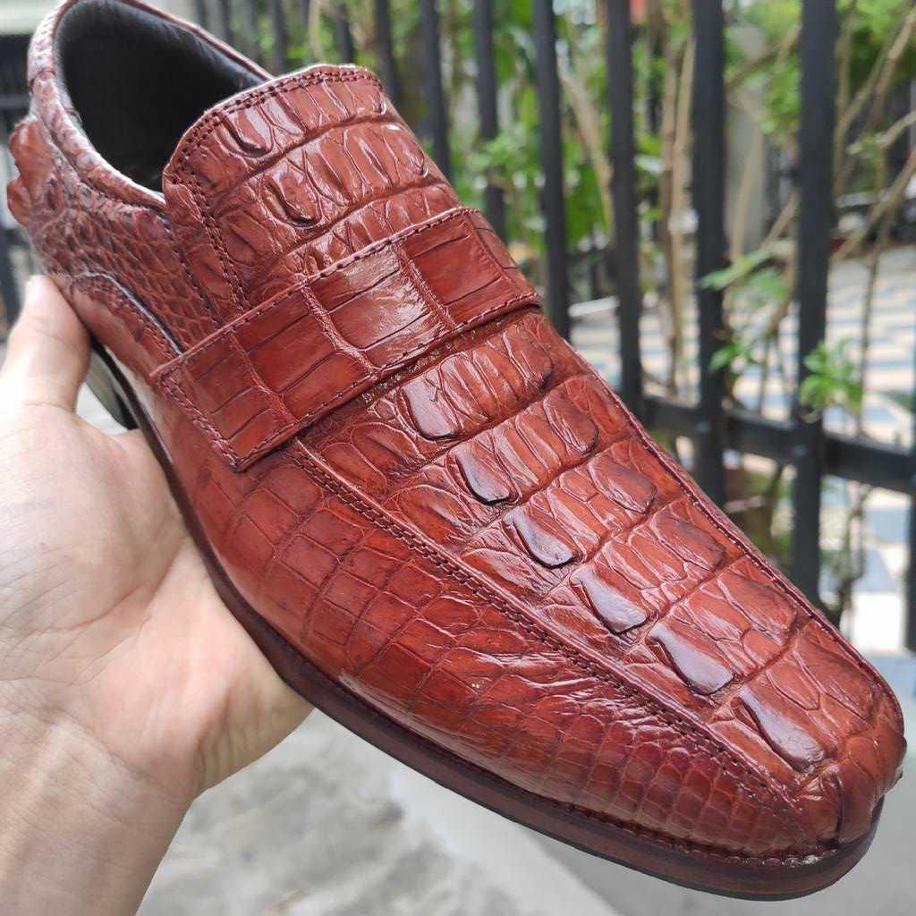 Giày tây không buộc dây Vây Đuôi Cá Sấu Lớn