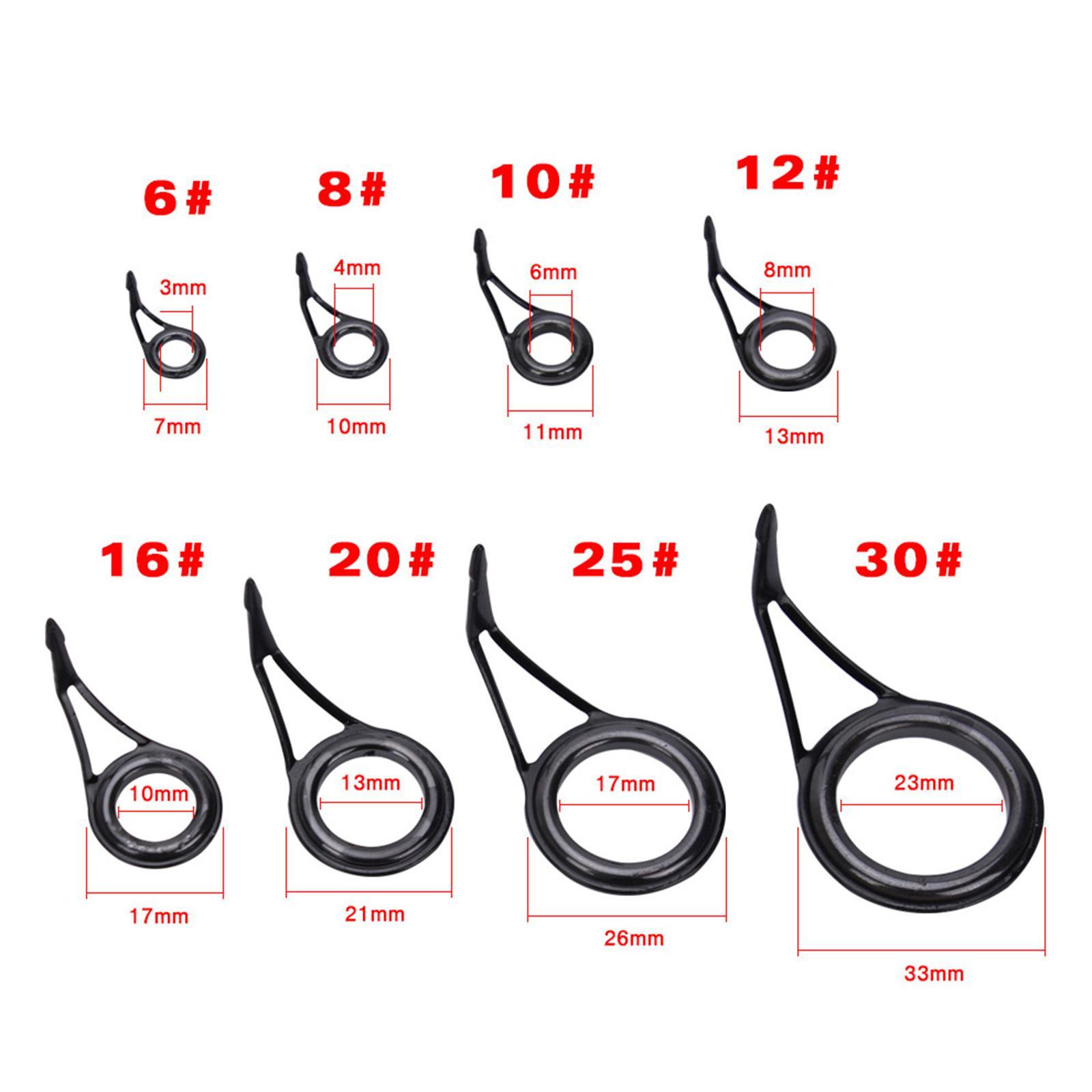 14Pcs Fishing Rod Guides Tip Tops Repair Ceramic Rod Building Eye Rings