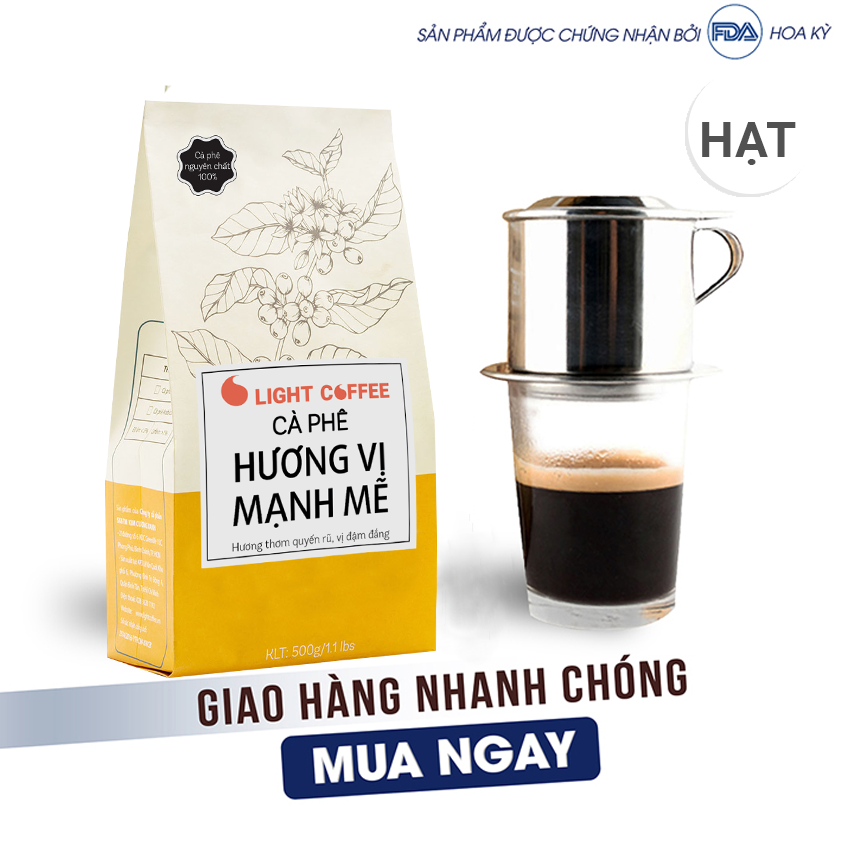 Cà Phê Hạt Rang Nguyên Chất 100% Light Coffee Hương Vị Mạnh Mẽ (500g)