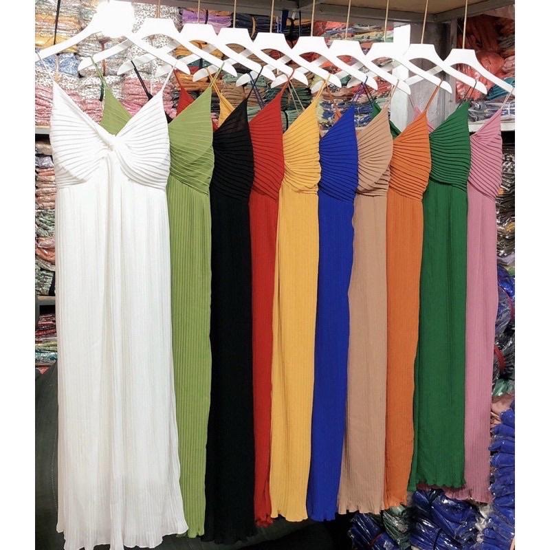 Đầm maxi hai dây nhỏ dập ly xoắn ngực siêu đẹp bkfrreship