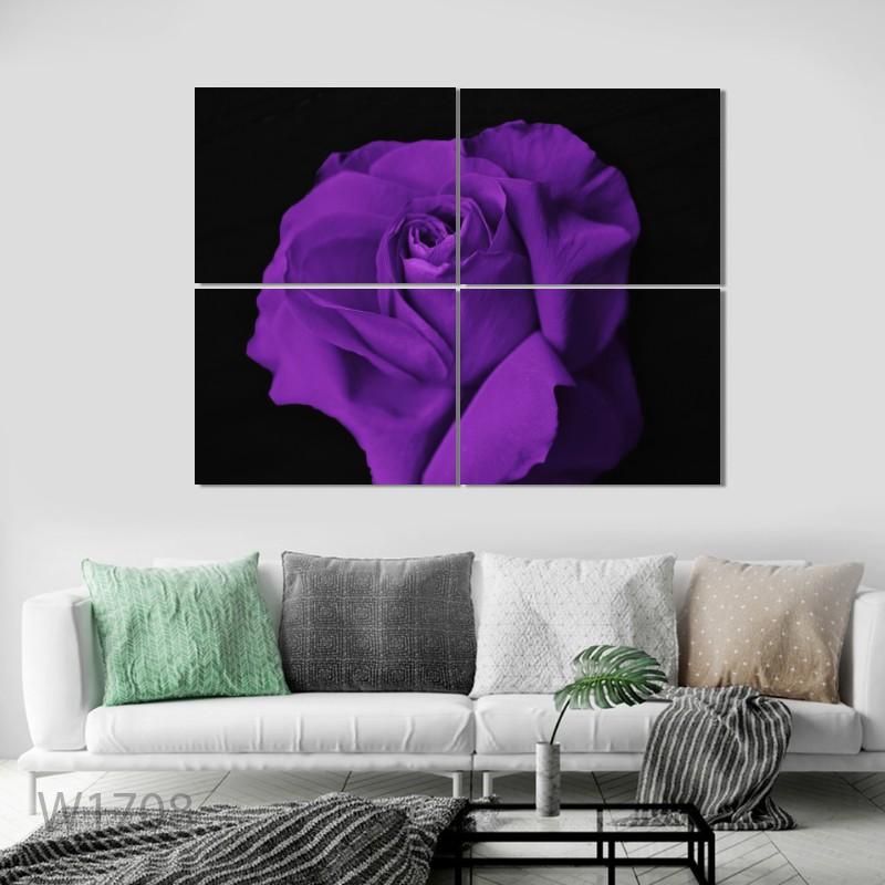 Bộ 4 tranh trang trí “Hoa hồng tím” – W316