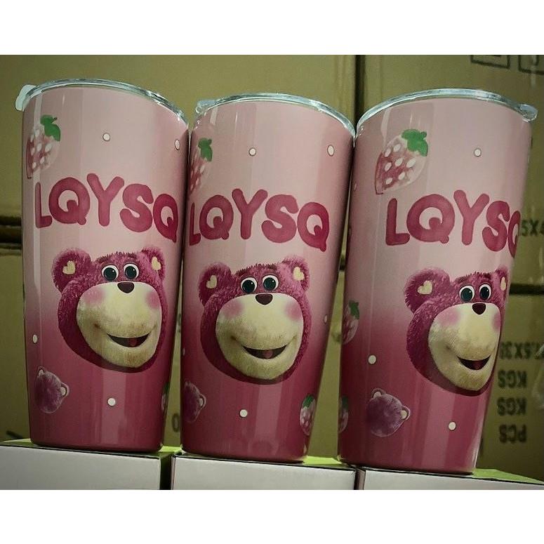LY GIỮ NHIỆT NÓNG LẠNH HÌNH GẤU LOTSO ĐÁNG YÊU , MÀU ĐẸP MẮT KÈM ỐNG HÚT PHIÊN BẢN MỚI 600ML CHẤT LIỆU INOX 304