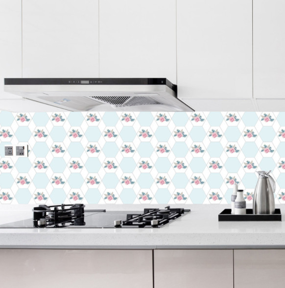 CUỘN 5M DECAL GIẤY DÁN  BẾP KEO SẴN KHỔ 60CM MẪU HOA XANH