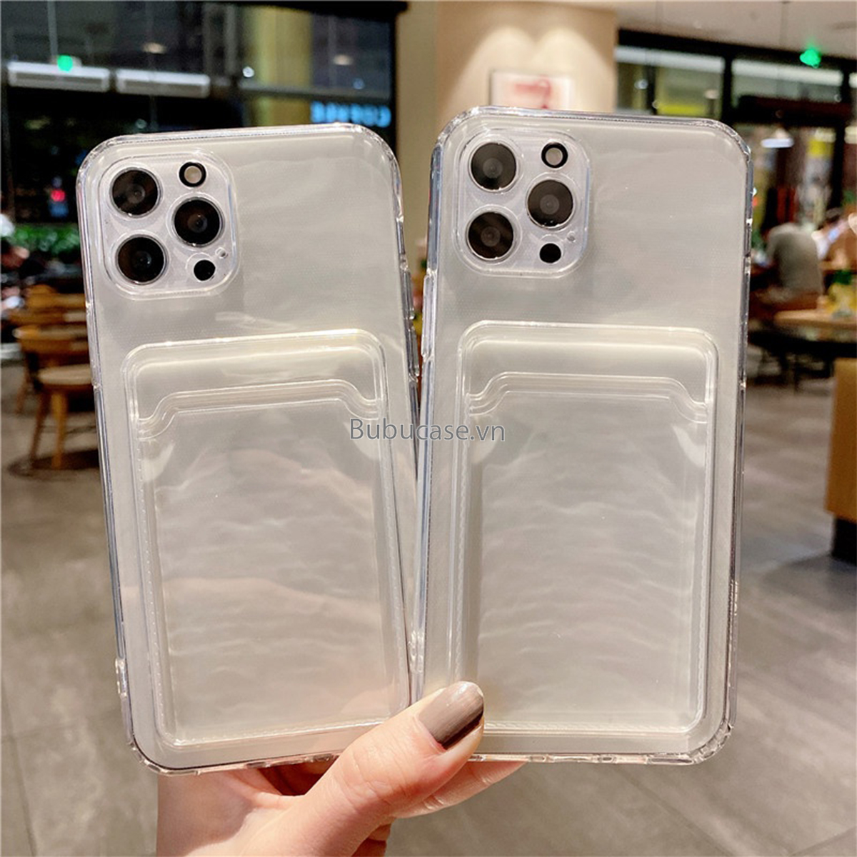Ốp Dẻo Trong Suốt Kèm Ngăn Đựng Thẻ Dành Cho Iphone - Full dòng - Hàng Loại 1 Dày Dặn