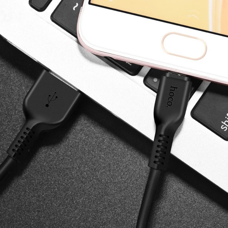 Cáp sạc 2.4A Hoco chân Micro chất liệu cao cấp không đứt gãy dẫn điện tốt cho Android dài 1M - Hàng chính hãng