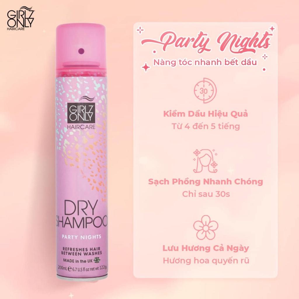 Dầu Gội Khô Girlz Only Dry Shampoo Party Nights Sạch Dầu Và Bồng Bềnh Ngay Lập Tức  100ml