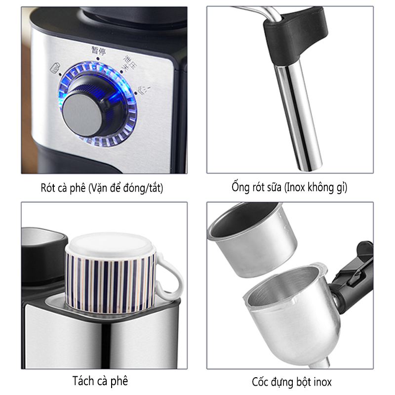 Máy pha cà phê Espresso chuẩn áp suất  chế độ - áp lực cao làm cà phê nồng đậm máy pha chế cà phê